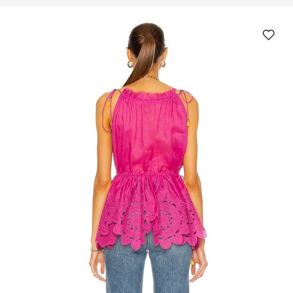 ZIMMERMANN Teddy Scallop Tie Top - Fuchsia size 0 Small - Picture 3 of 8